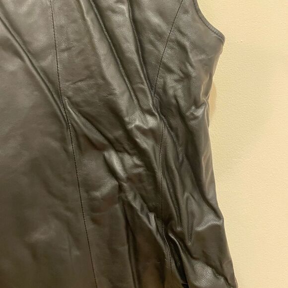 New Pamela McCoy collection quilted black leather sleeveless vest size medium - Picture 9 of 9
